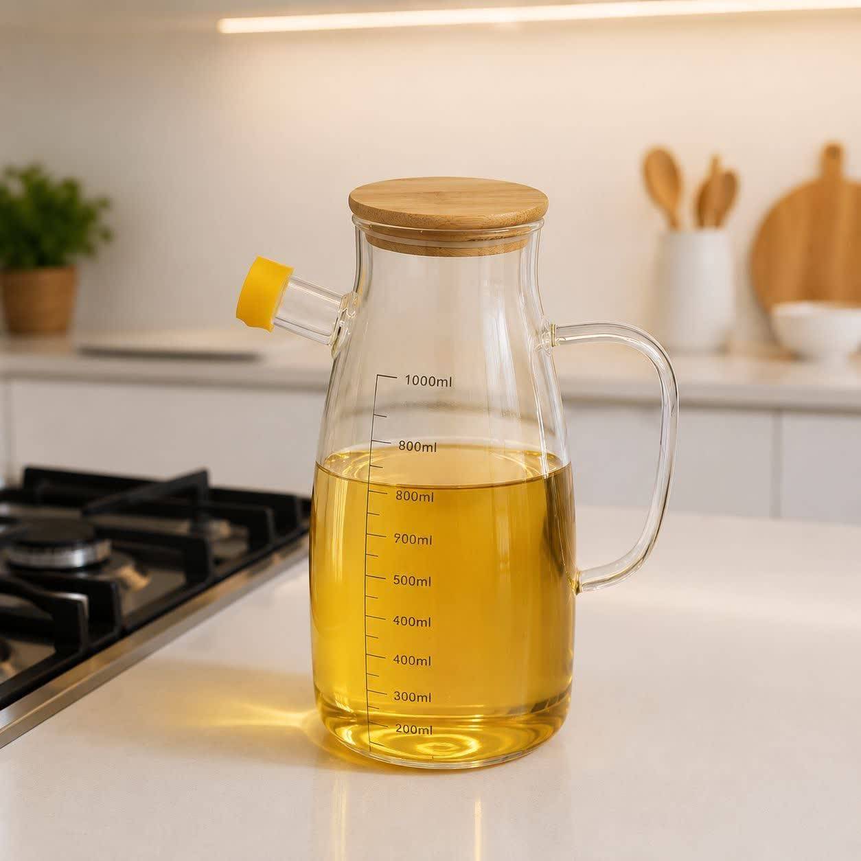 روغن‌ریز پیرکس با درب بامبو