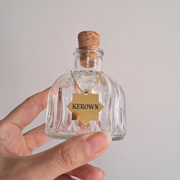 جا زعفرانی شیشه ای KEROWN (با در چوب پنبه)