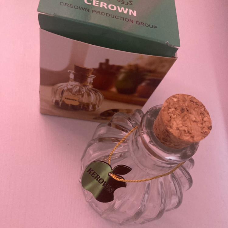 جا زعفرانی شیشه ای KEROWN (با در چوب پنبه)